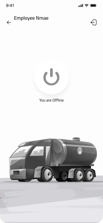The fuel field app showing its offline state, with work held on the device until coverage returns